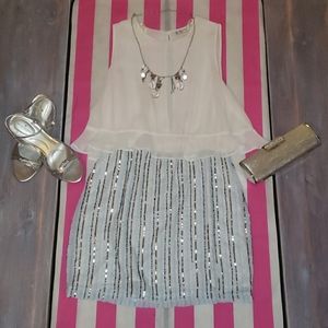 Zara Trafaluc beaded skirt sheer tank party dress